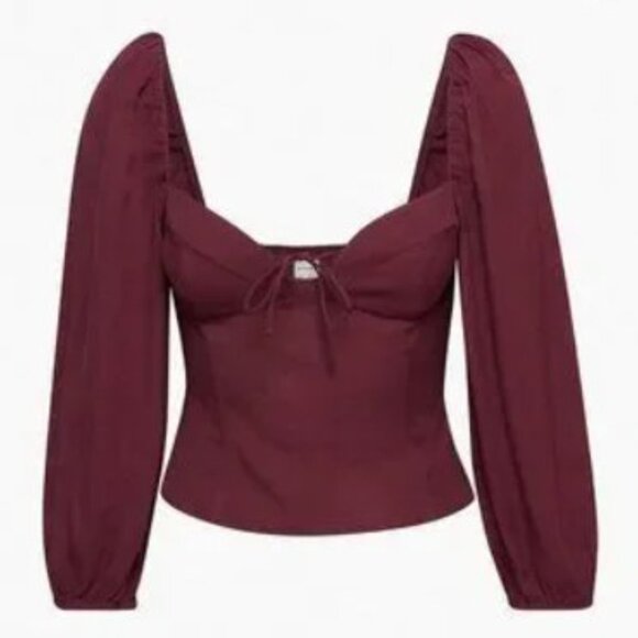 Aritzia Wilfred Burgundy Novella Blouse Size Small NWT - Picture 1 of 10